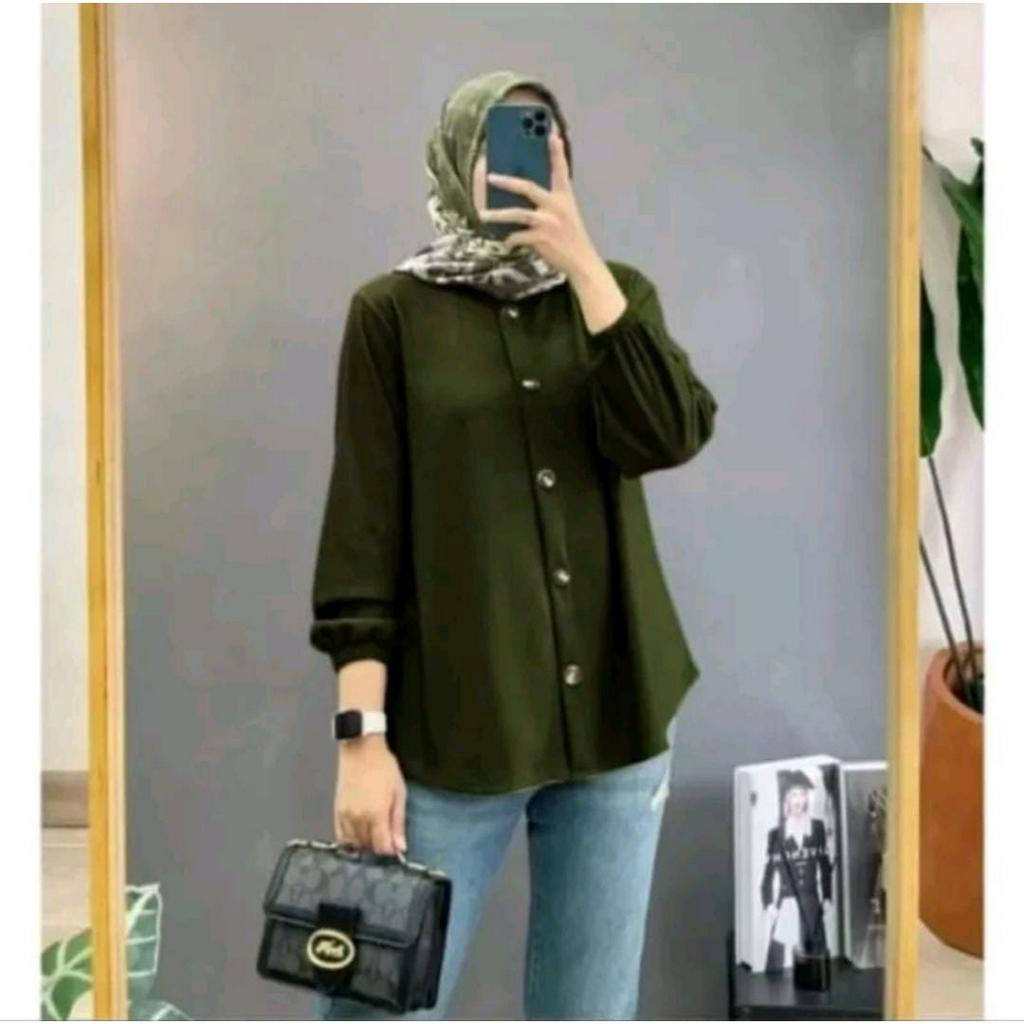 Baju Atasan Wanita Naura Blouse baju muslim bahan crinkle terbaru