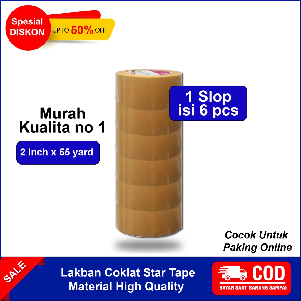 

LAKBAN COKLAT SOLASI ISOLASI SOLATIP COKLAT BENING 2 inch 4,5cm x 45 m LAKBAN BENING STAR TAPE MURAH