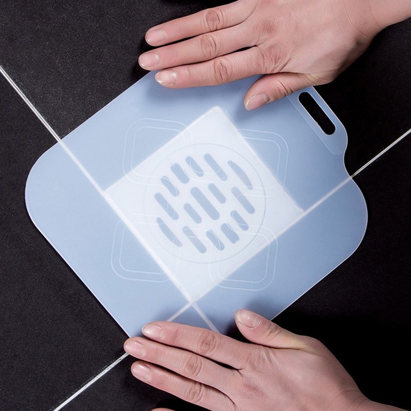 [White Translucent Silicone Anti-odor Floor Drain Mat with Carrying Handle] [Sink and Drain Sealing Deodorizing Mat, Drain Cover] [Anti-clogging Floor Drain Core]