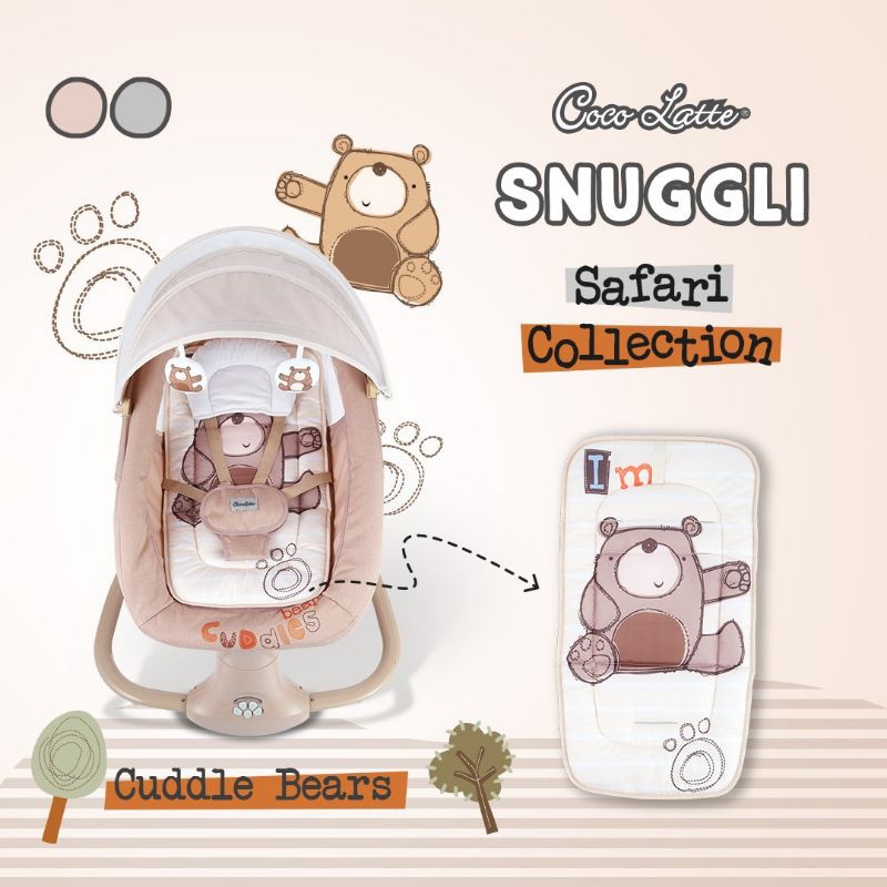 Ayunan Otomatis Cocolatte Weeler Swing Snuggli BabyDoes Claptown-Cuddle Bear