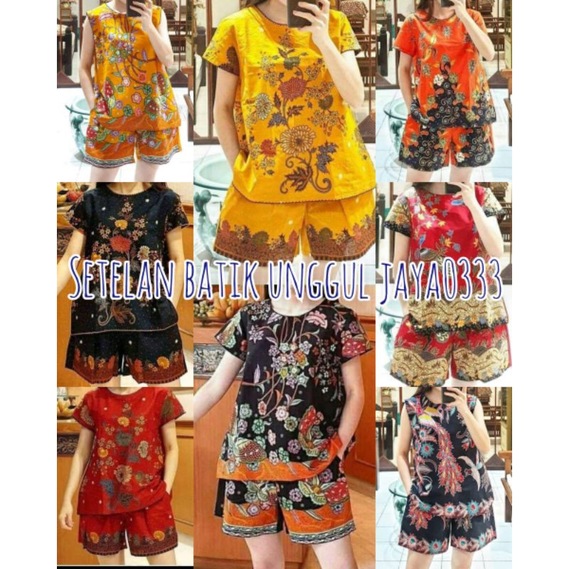 SETELAN BATIK UNGGUL JAYA SET CELANA KULOT BATIK SETELAN BAJU TIDUR PIYAMA
