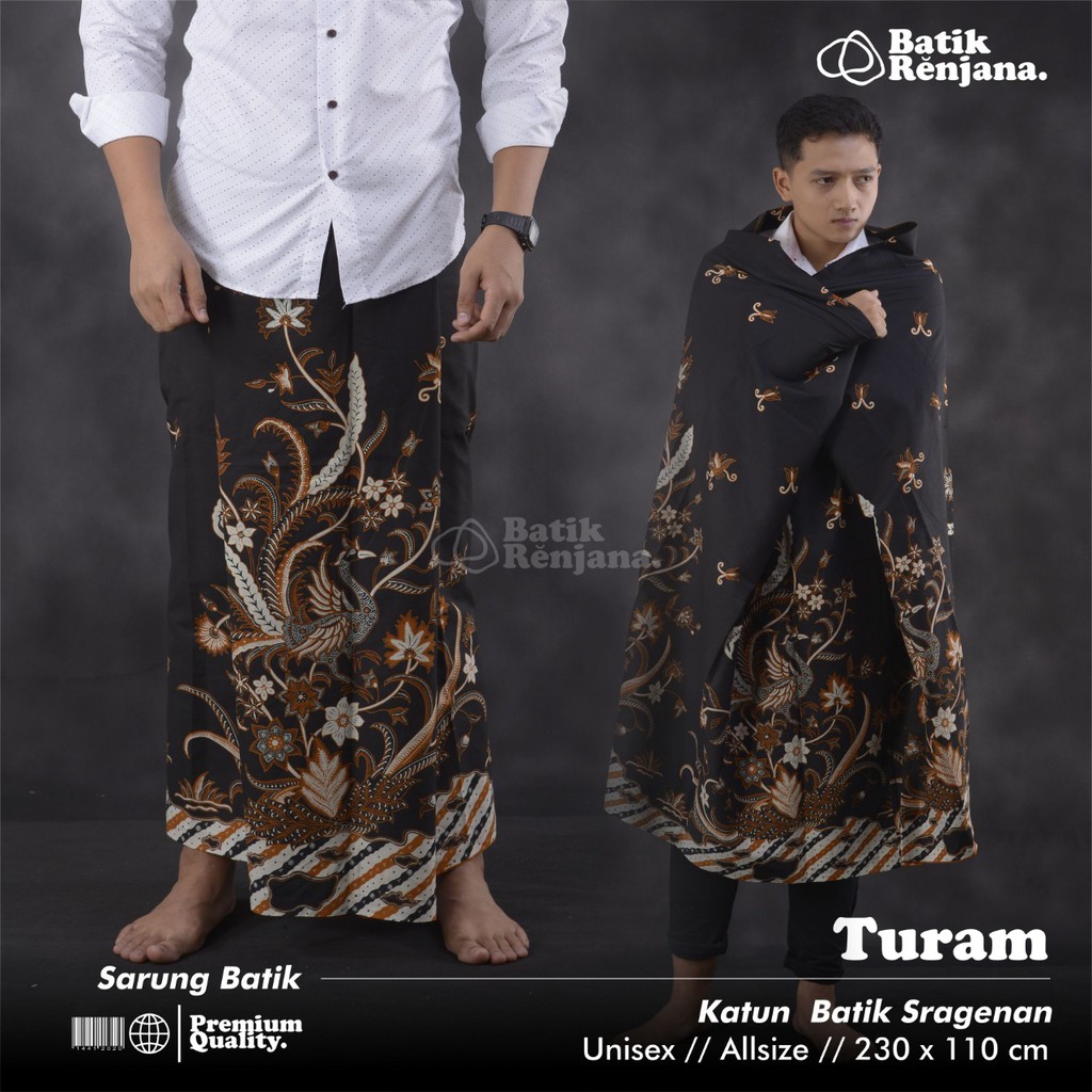 TURAM Sarung Batik Pria Cowok Dewasa Premium Motif Batik Lebaran Asli Solo ALL Size RENJANA