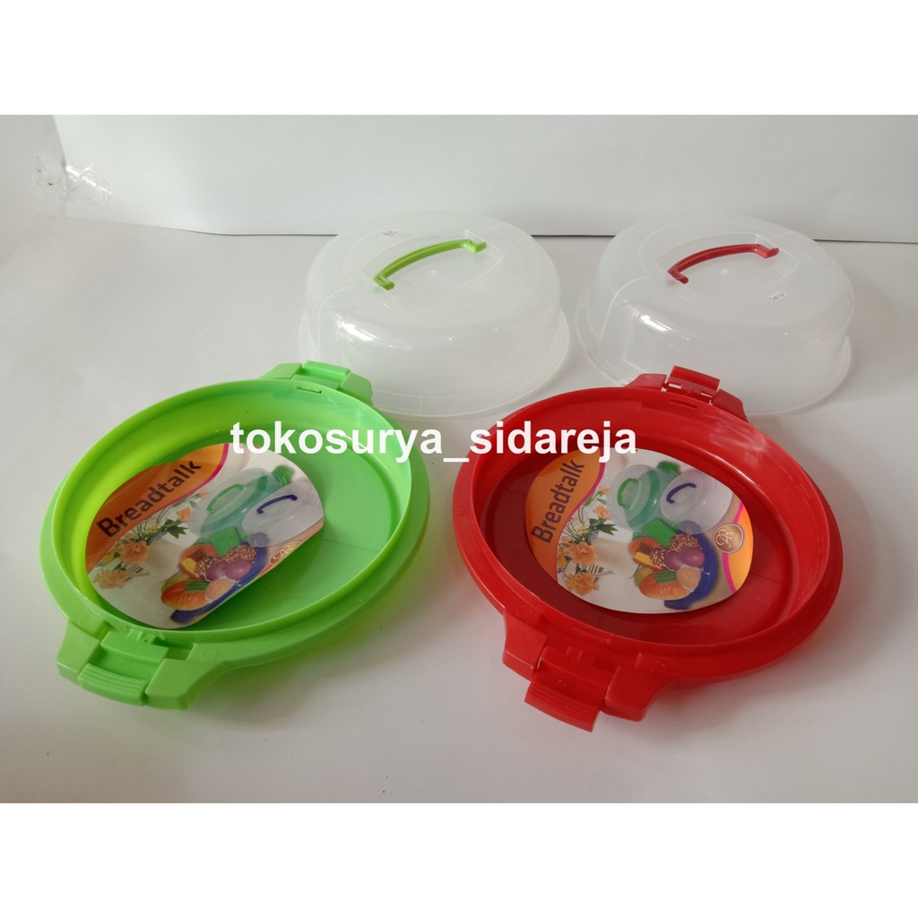 Tempat Kue Tutup Merek Breadtalk 22cm (Size M) / Tempat Roti Tutup Plastik / Wadah Kue