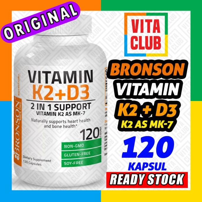 Bronson Vitamin K2 MK-7 + D3 120 Kapsul MK7 5000 iu 90 mcg K2+D3 ASLI