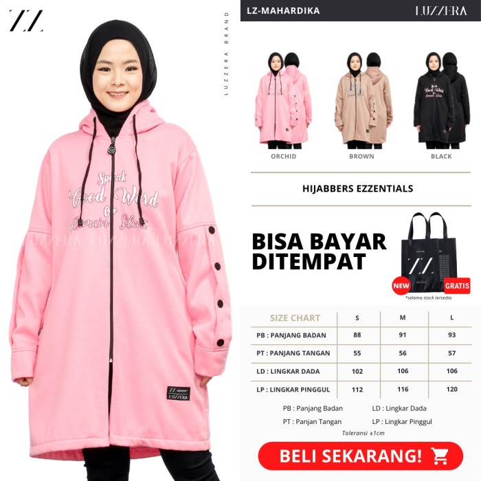 LUZZERA MAHARDIKA - Jacket Wanita Muslimah Jaket Hijaber Jaket Panjang