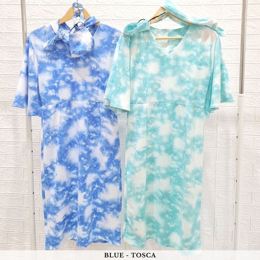 3684 cloud dye cape dress casual dress