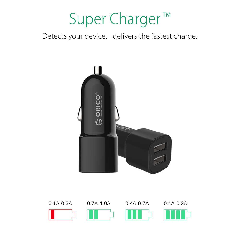 Car charger orico 2 port usb 2.4a UCL-2U fast charging - Charger mobil dual usb