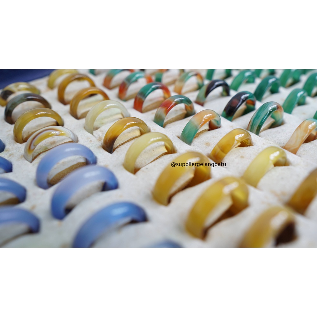 cincin terapi kesehatan giok carnelian kuning korea Pria Wanita import