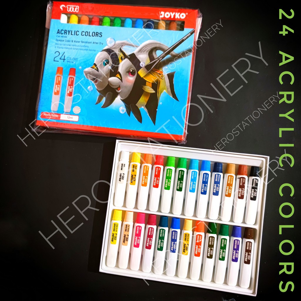 

TITI Joyko acrylic colors set cat akrilik 24 warna AC-12ML-24