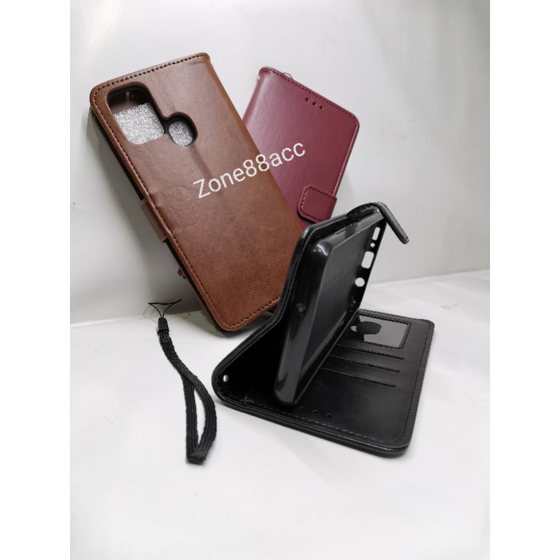 Samsung A21 s A21S Leather Case Flip Cover Casing Sarung Dompet Wallet Kulit Diary Buku Book Folio