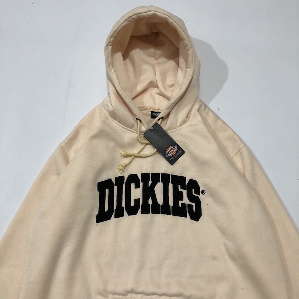 Sweater Hodie Dickies Fullbordir&amp;Fulltag Hoodie Pria DiCKIES Flece Tebal Sweatshirt Hoodie Original Dickies Cream