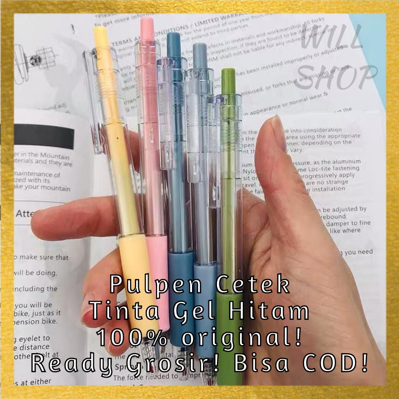 

GROSIR 4 8 12 PCS / 1 LUSINAN PULPEN TINTA GEL HITAM CETEK BOLPEN PENA TERMURAH READY GOJEK / COD