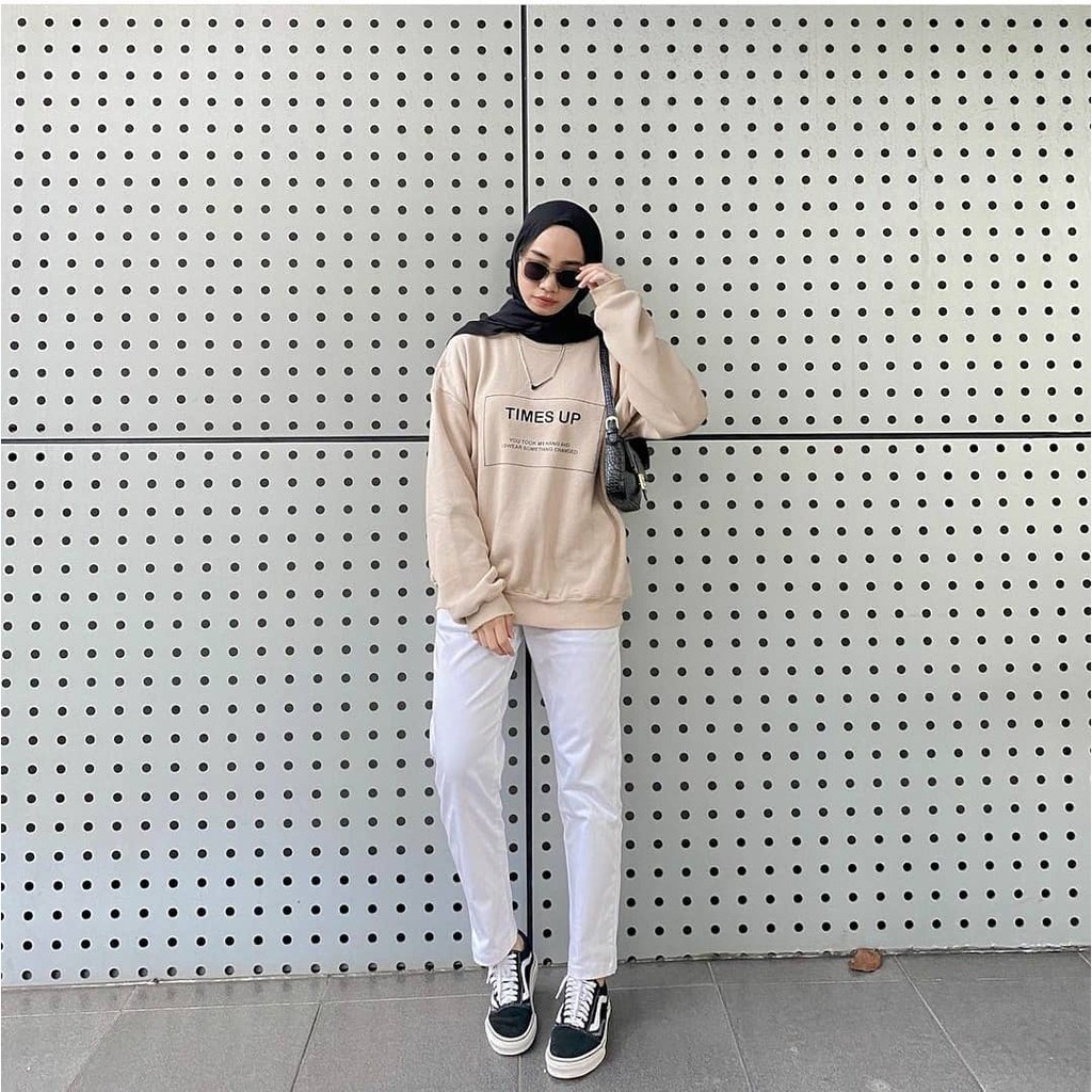 TIMES UP SWEATER SWEATER WANITA - CREWNECK LEMBUT TEBAL TERLARIS