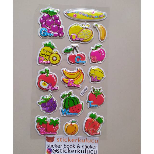Stiker anak timbul BUAH 10x22cm