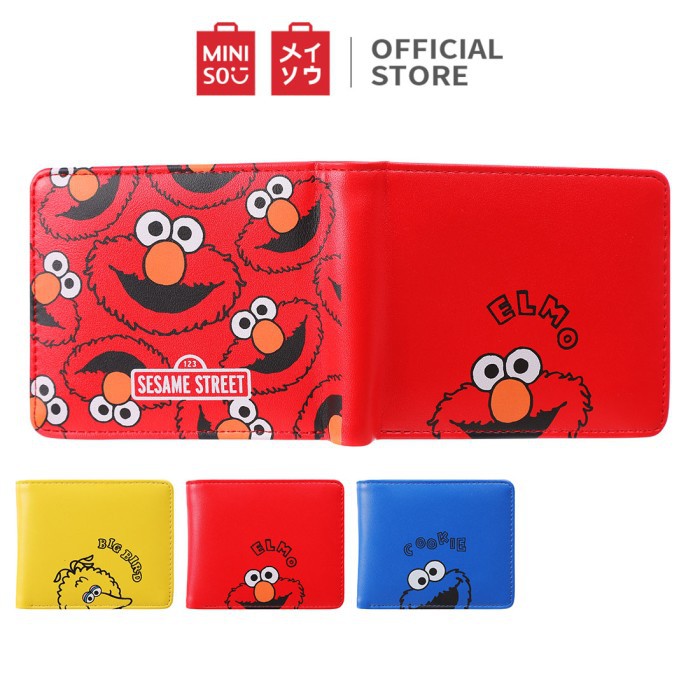 MINISO Dompet Kecil Lipat Tas Mini Pendek Sesame Street Kulit Karakter - Type 1 Limited