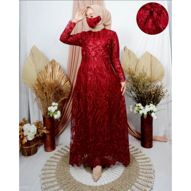 Gamis tradisional - gamis pesta - kebaya tulle - gamis busui aqila - by sabana