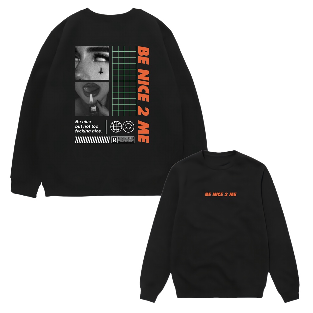 Crewneck Sweater Distro Basic Original Black Motif Simpel Pria Dan Wanita Premium Quality Unisex Pria Wanita Trendy