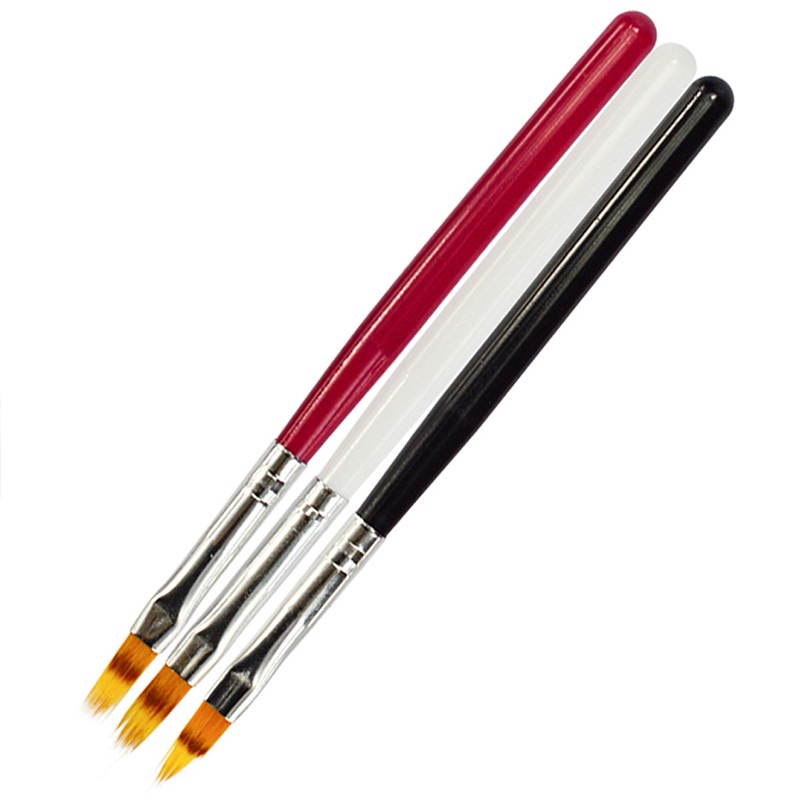 1pc Brush Pen Nail Art UV Gel Gradasi Gagang Kayu Hitam Merah Untuk Manicure