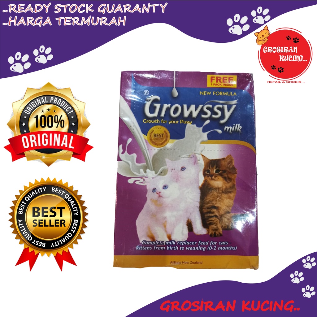 Susu Kucing Growssy Milk Sachet 20gr - Bayi Kucing 0 - 2 bulan / Bayi Kucing Cat Milk