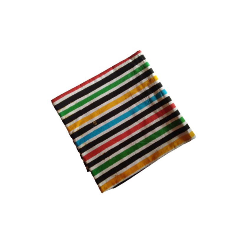 Kain batik cap warna motif lurik garis pelangi