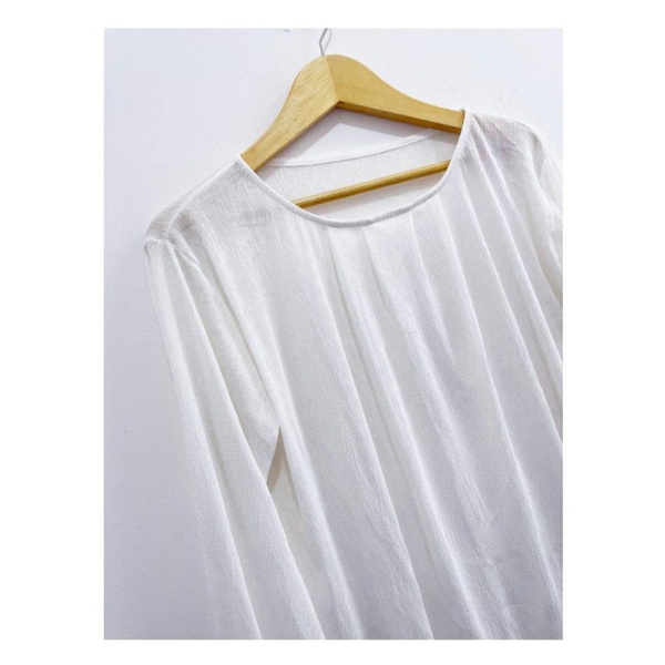 uniqlo basic wear white sheer blouse