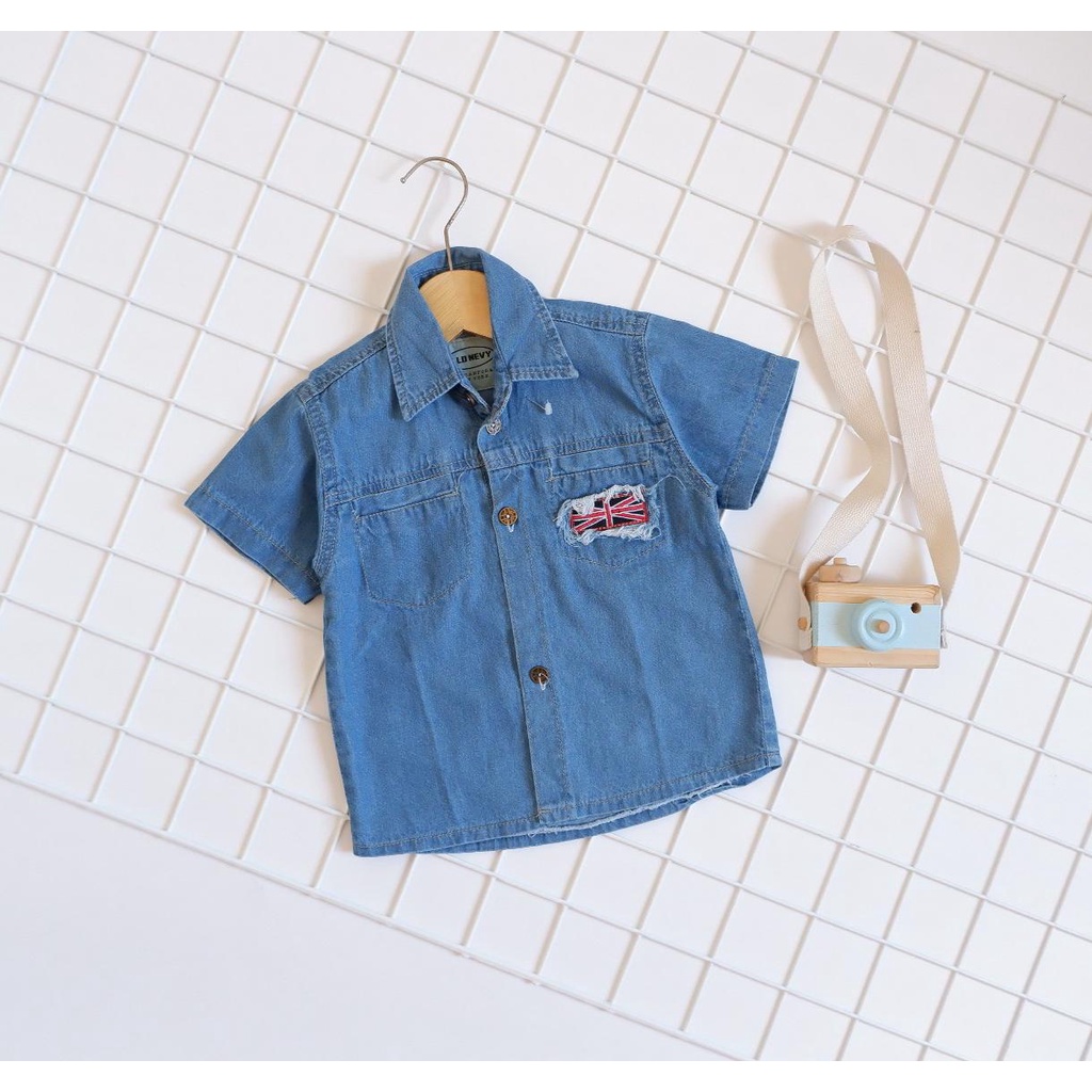 KEMEJA FLAG - Kemeja Jeans Anak 6-8 Tahun | Atasan Anak Laki-laki | Kemeja Anak