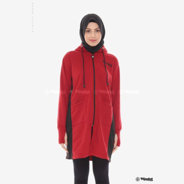 FASHION HJAB MUSLIM MUSIM DINGIN - JAKET HIJAB PREMIUM BAHAN TEBAL HIJACKET AVIA CASUAL LOOK-Maroon