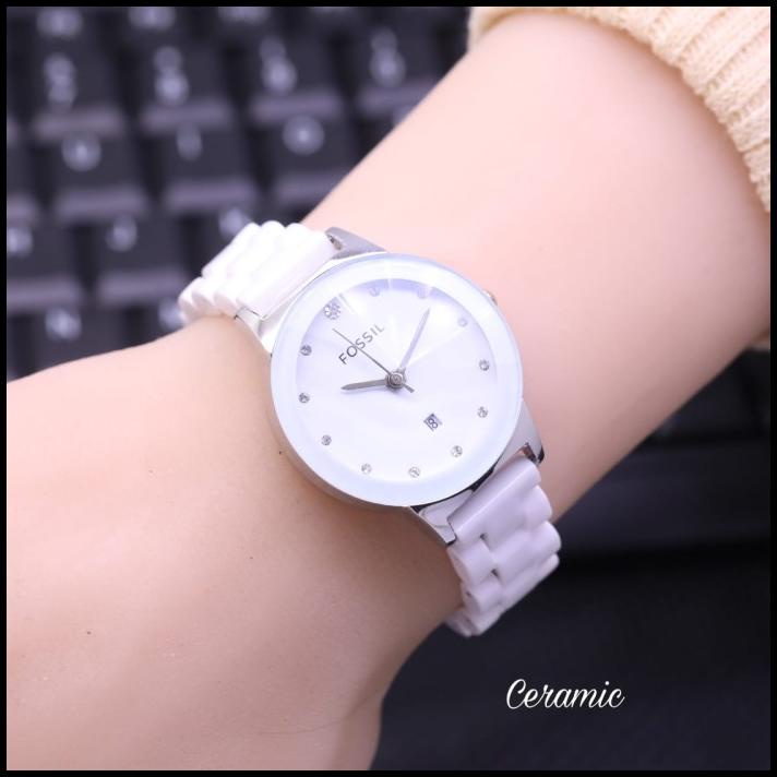 Jam Tangan Wanita Fossil Keramik Simple Elegant
