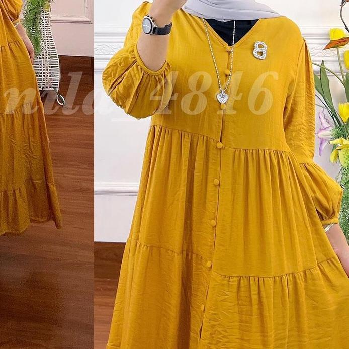 ☉ Gamis Midi Dress Premium Baju Dress Wanita Muslim Long Dress Jumbo XL, XXL, XXXL Dress Putih Mini 