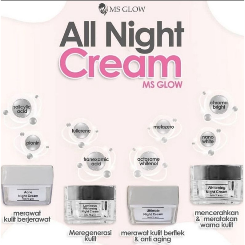 NIGHT CREAM MS GLOW | CREAM MALAM KRIM MALAM MS GLOW