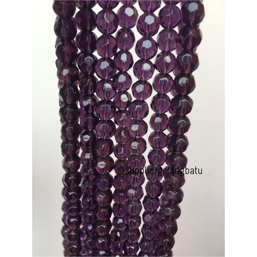 kristal bola dunia cutting 10mm UNGU ceko bulat craft manik beading fashionita pria wanita aksesoris