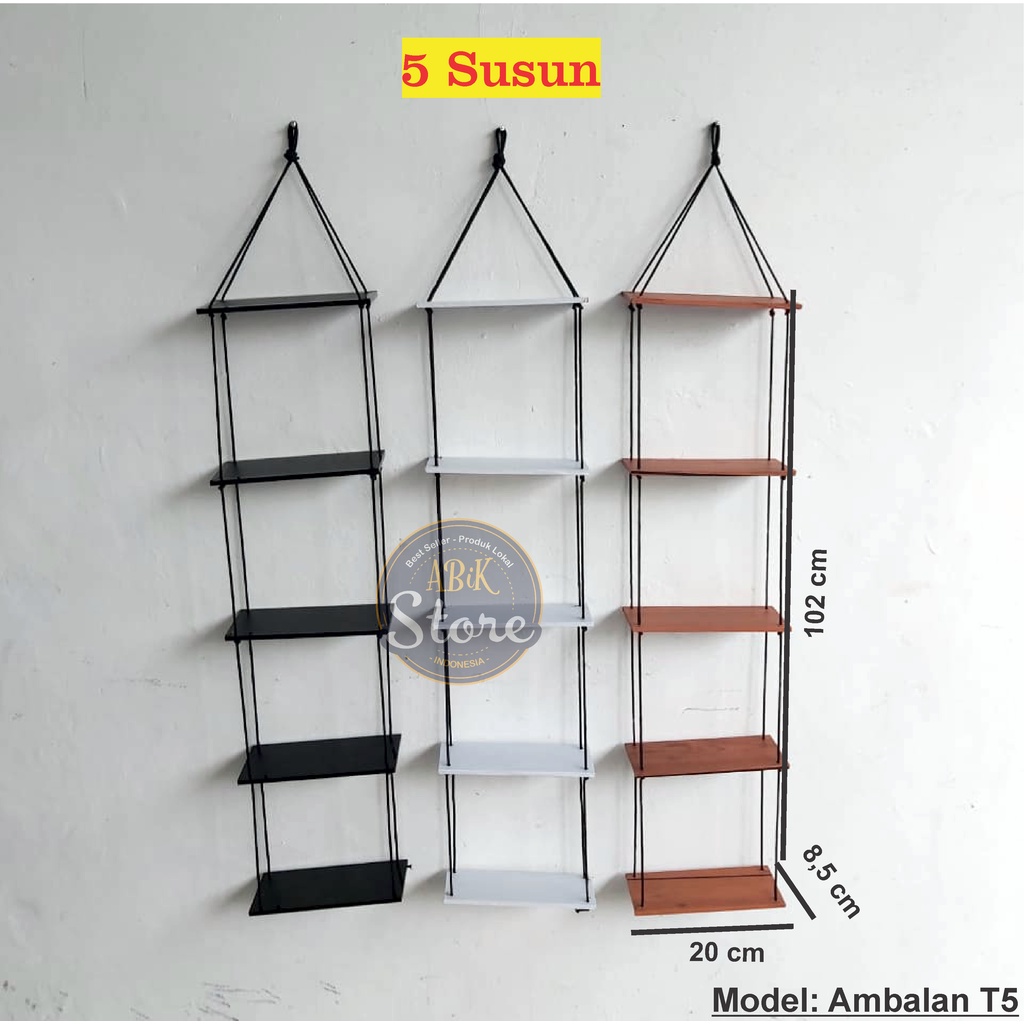 Rak Gantung Tali Susun / Ambalan Dinding Tali Susun / Abik Store