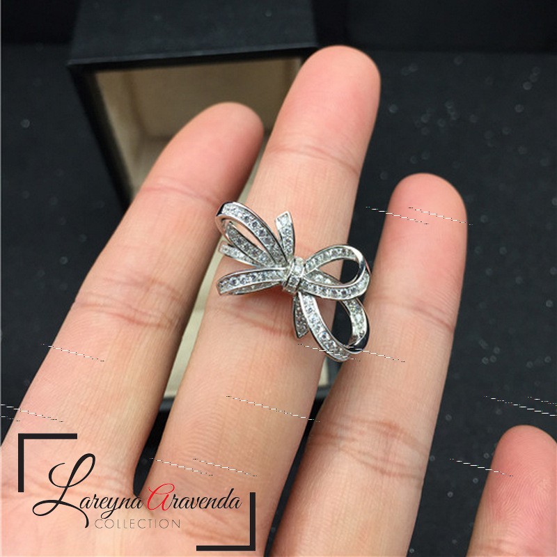 Cincin Titanium Wanita Model Pita Kristal Crystal Mewah CC017