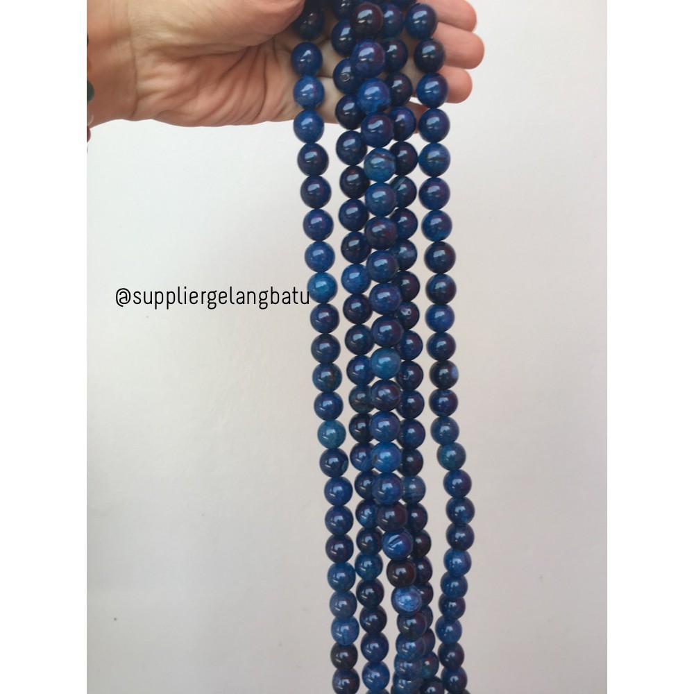 batu agate biru serat blue onyx 14mm akik alam natural supplier craft aksesoris supplier kerajinan