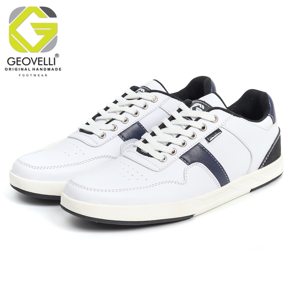 GEOVELLI White List Nevy - Sepatu Sneakers Pria Original Sepatu Kasual Sneaker Tali Cowok Lokal Terbaru Kualitas Bagus