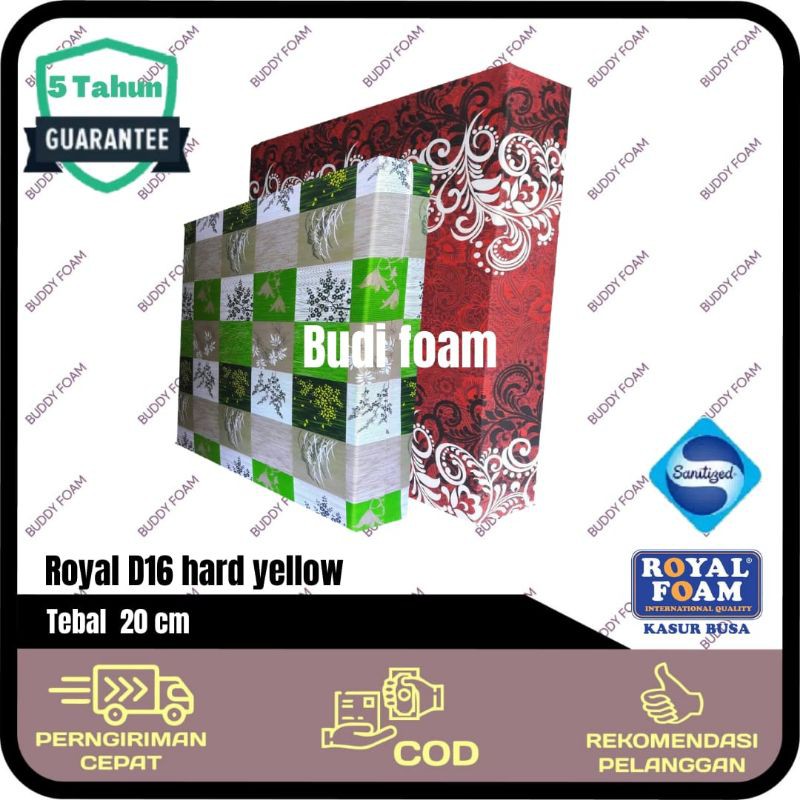 ROYAL FOAM Kasur Busa Royal D16 Yellow Hard tebal 20 cm Bergaransi 5  tahun