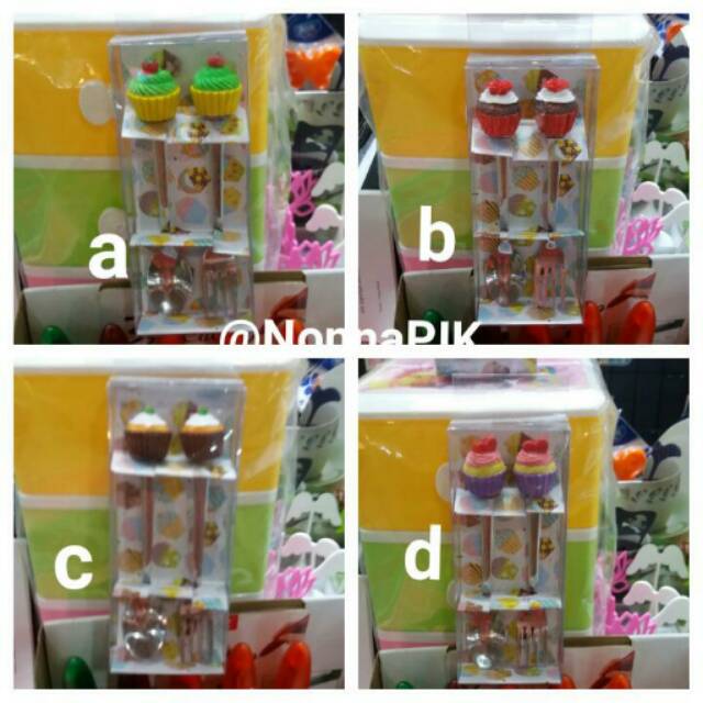 SENDOK GARPU KUE CUPCAKES CUPS and SAUCERS RESIN atau RABBIT - TEDDY BEAR isi 2