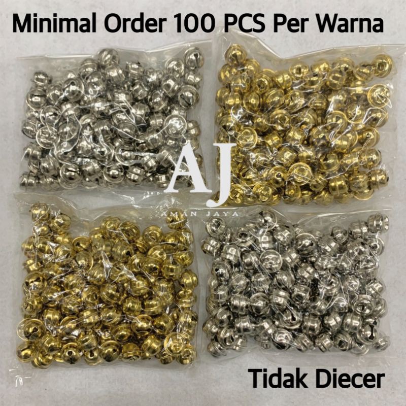 Bell Kecil / Kerincingan Bulat / Lonceng Emas Perak Gold Silver 3,5 - 1 cm (MINIMAL ORDER 100 PCS)