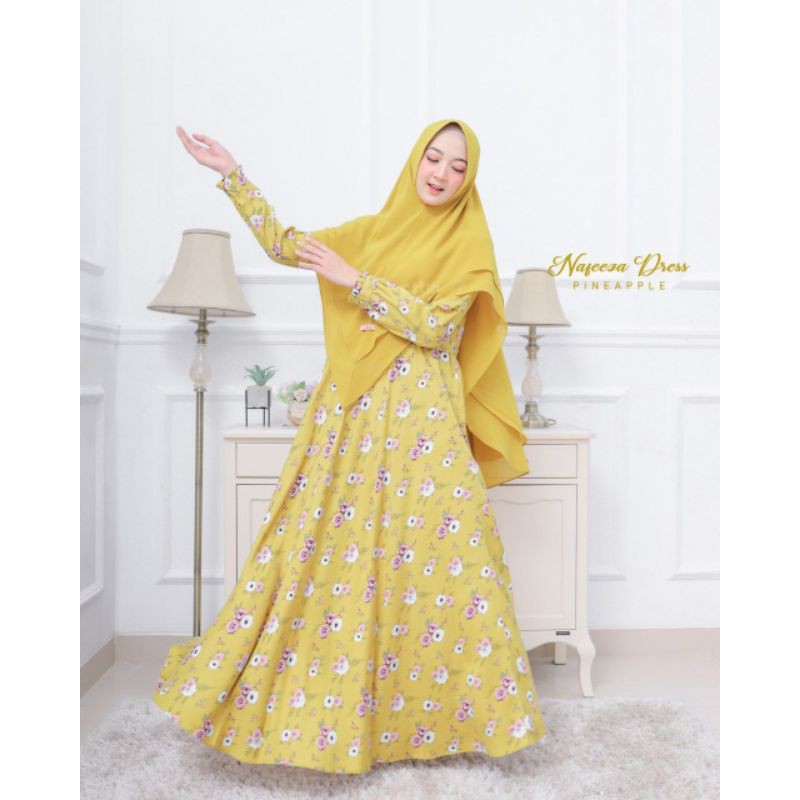 Attin gamis motif bunga nafeeza dress