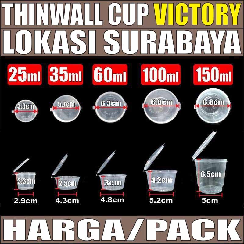 Thinwall Cup 25ml 35ml 60ml 100ml 150ml Pack Cup Puding n Saos Sambel Plastik SBY