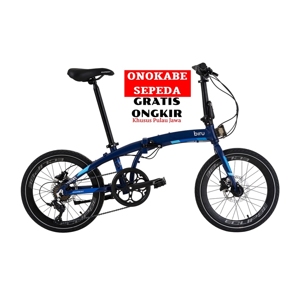 SEPEDA LIPAT 20 ELEMENT ECOSMO 8SP ALLOY BIRU HYDRAULIC