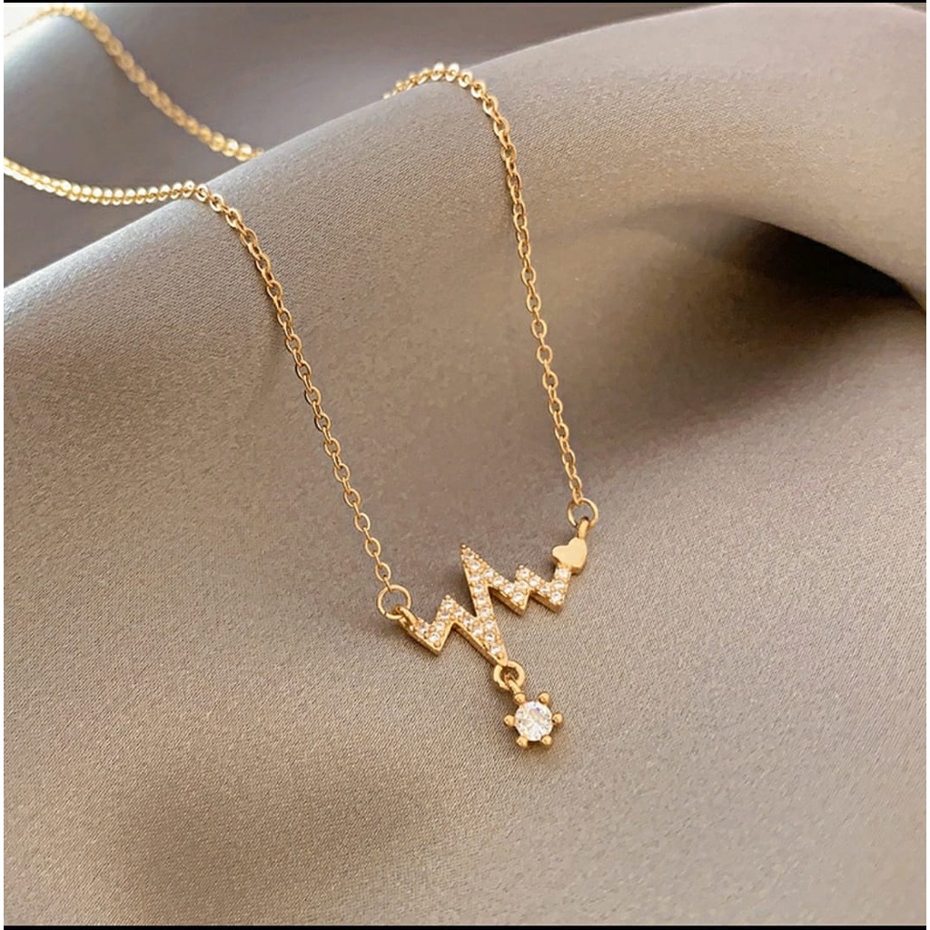 [ Bayar Ditempat ] Kalung Wanita Titanium Rose Gold Anti Karat  Zircon / Accesories Wanita Kalung Korean Style / Kalung Aesthetic / COD