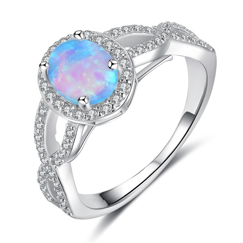 European and American fashion artificial opal round gemstone ring