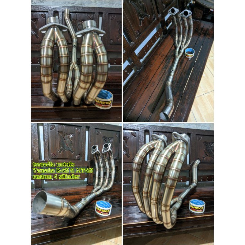 Header Knalpot Racing R25 & MT25 Custom 4 Silinder Pipa Leher Knalpot Racing R25 MT-25 Custom