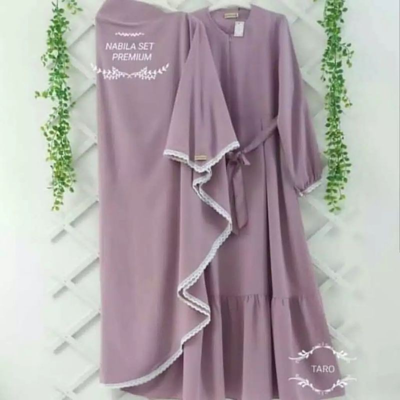 Nabila set baju gamis pakaian wanita dress fashion muslim