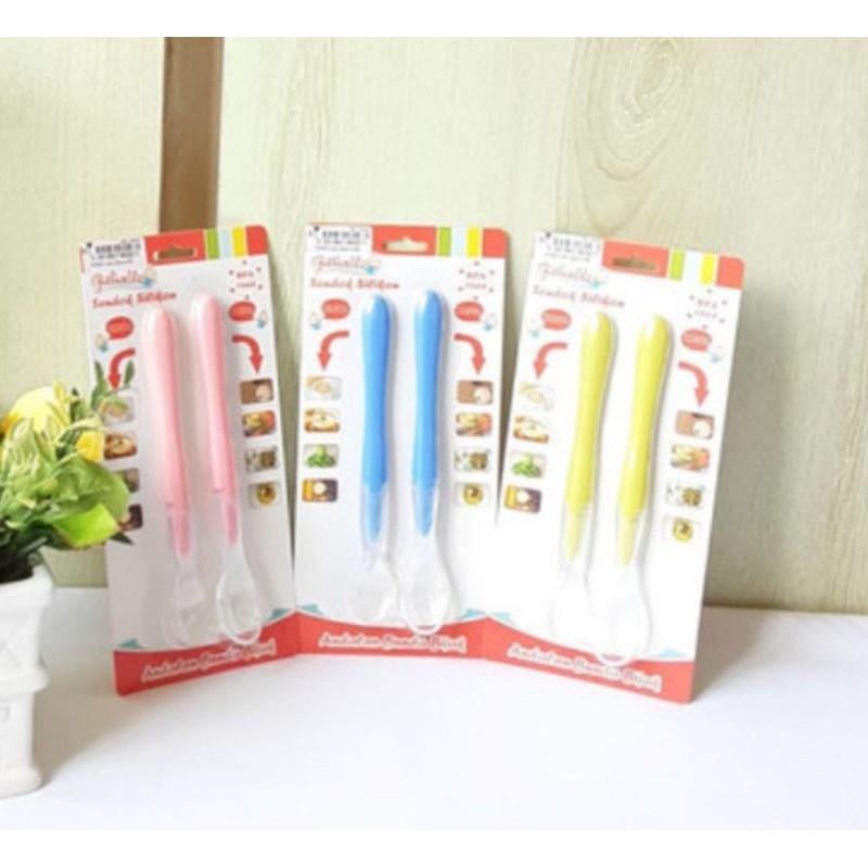 Sendok Mpasi Bayi Silikon Silicone Isi 2 | BPAFREE | RELIABLE | DODO | set sendok garpu makan bayi antisedak gagang pendek