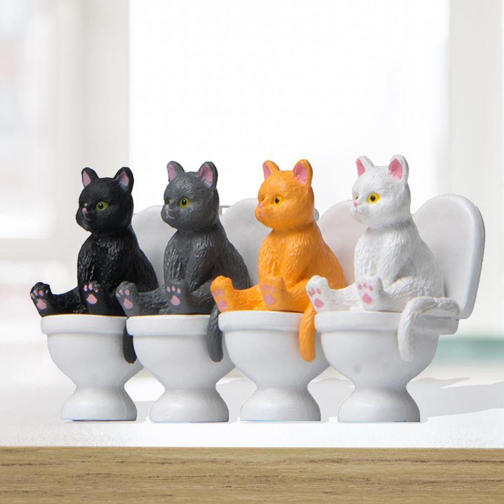 [Elegan] Kucing Miniatur Mikro Lansekap Desktop Ornamen Model Kucing Mainan Hiasan Aksesoris Ornamen Taman Ekspresi Dekorasi Toilet Duduk Miniatur Kucing