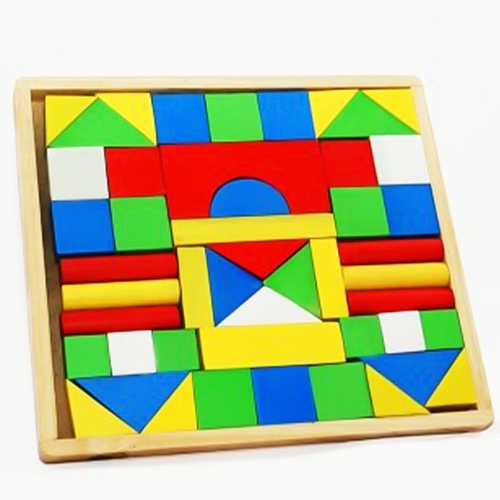 MAINAN KAYU EDUKASI - BALOK BALOK WARNA 47 PCS