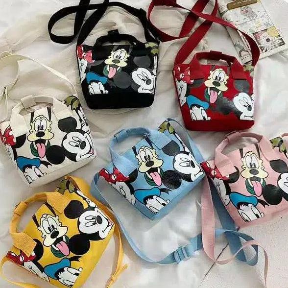 Bag Canvas - Jks ~ Tas Selempang Zara Serut Canvas Karakter Disney /Slingbag Canvas