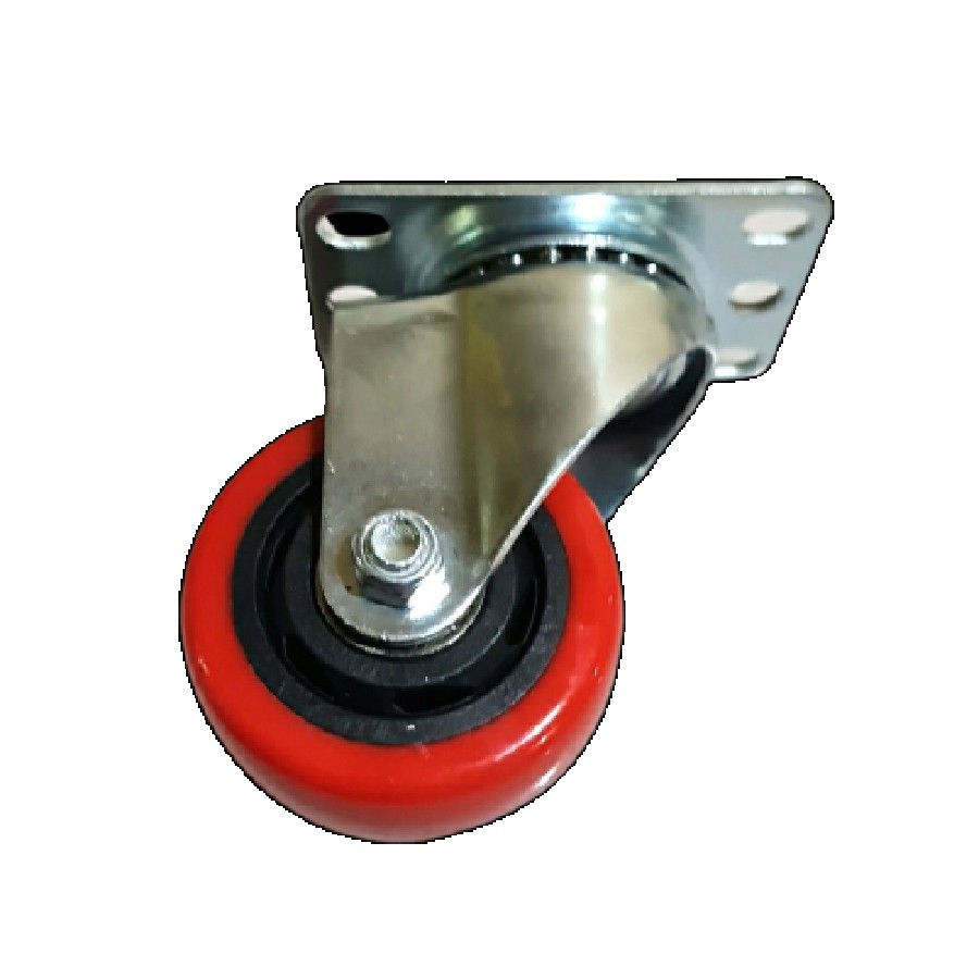 Roda Troli / Troly / Trolly PU Merah 3&quot; Inch Hidup Swivel Taiwan